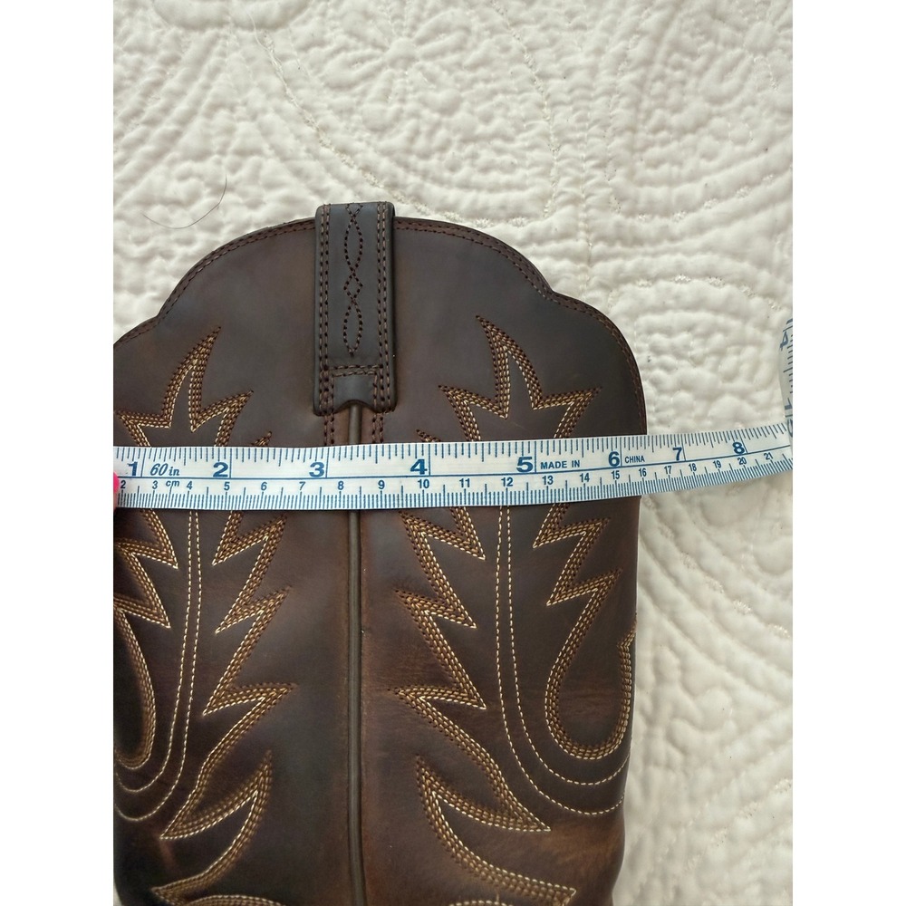Ariat Western Cowboy Boots Womens 7.5 Brown Leather Leaf Embroidery Snip Toe - Picture 8 of 11